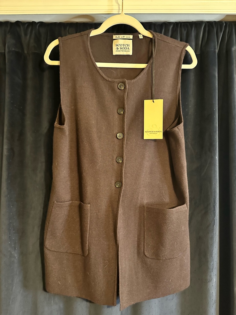Scotch & Soda Brown Button Front Vest